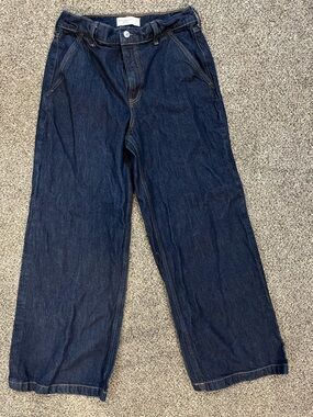 Abercrombie & Fitch High Waisted Wide Leg Dark Wash Jeans 28